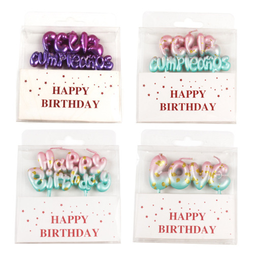 New mermaid warm English letters love happy birthday candle party supplies card cake candle