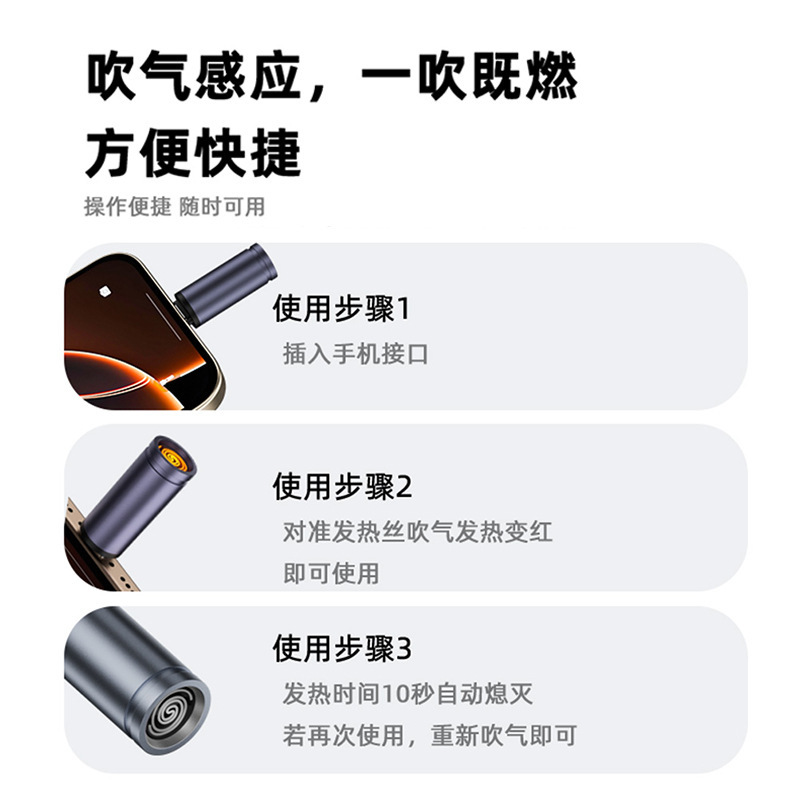 ミニシガーライター防風電子ライター車のシガーライター Typec Apple 15-16 Huawei に適しています|undefined