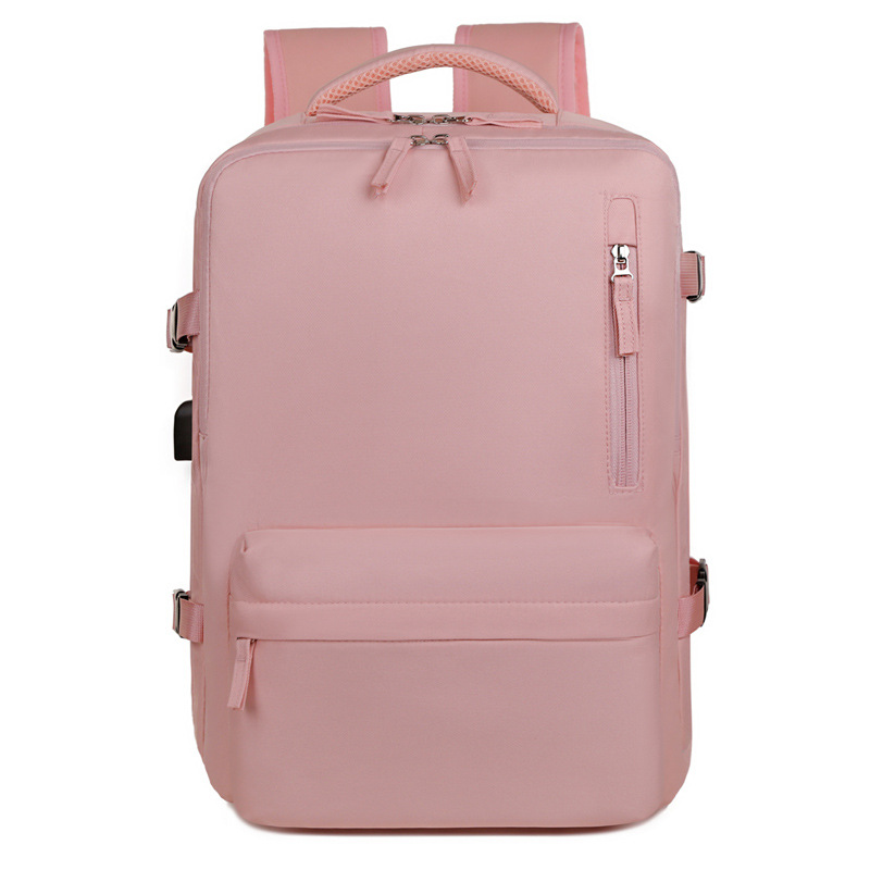 Nueva mochila simple de color sólido, mochila deportiva casual multifuncional de gran capacidad con puerto de carga propia, mochila de computadora