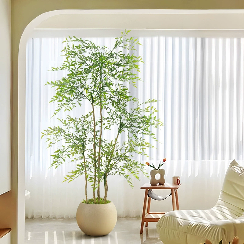 Высококачественное искусственное зеленое растение Nandina, роскошное, для интерьера, большое напольное украшение для гостиной, бионическое искусственное дерево-цветок.