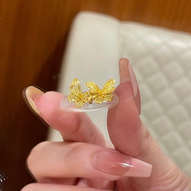 小红书爆款新中式花丝蝴蝶戒指2025新款轻奢个性仿玉髓材质食指戒|undefined