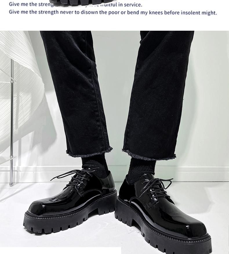 2024 Gros bout carré retourné en cuir nouveau gâteau éponge à semelle épaisse chaussures derby décontractées surélevées, chaussures basses de niche à la mode_voghion.com