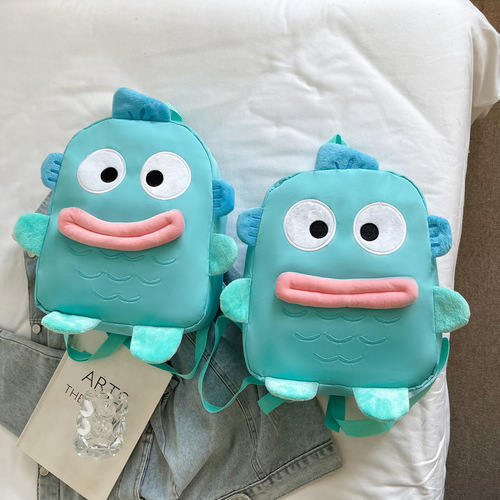 Cute cartoon anime mermaid style 3D large capacity versatile funny ugly cute big mouth dual shoulder bag