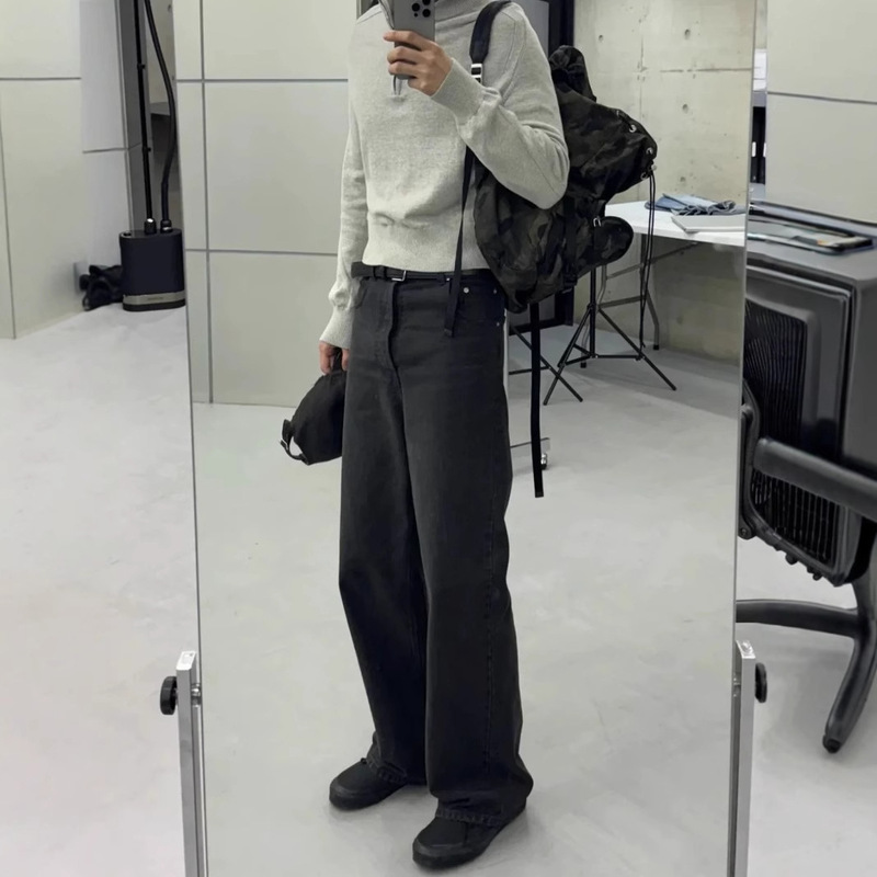 Vujade 009 black cow Drop2WES washed gray black jeans washed vintage kenijima old money style