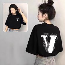 纯棉短袖t恤女黑色2025新款爆款夏季设计感小众体恤时尚百搭上衣