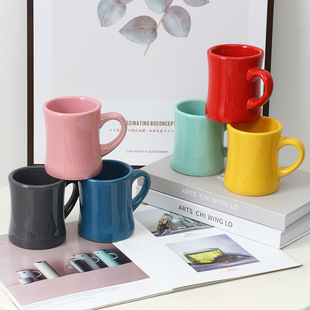 Small Waist Color Glaze Ceramic Cup Nordic Style Home Couple Office Advertising Gift Water Cup Simple Mug