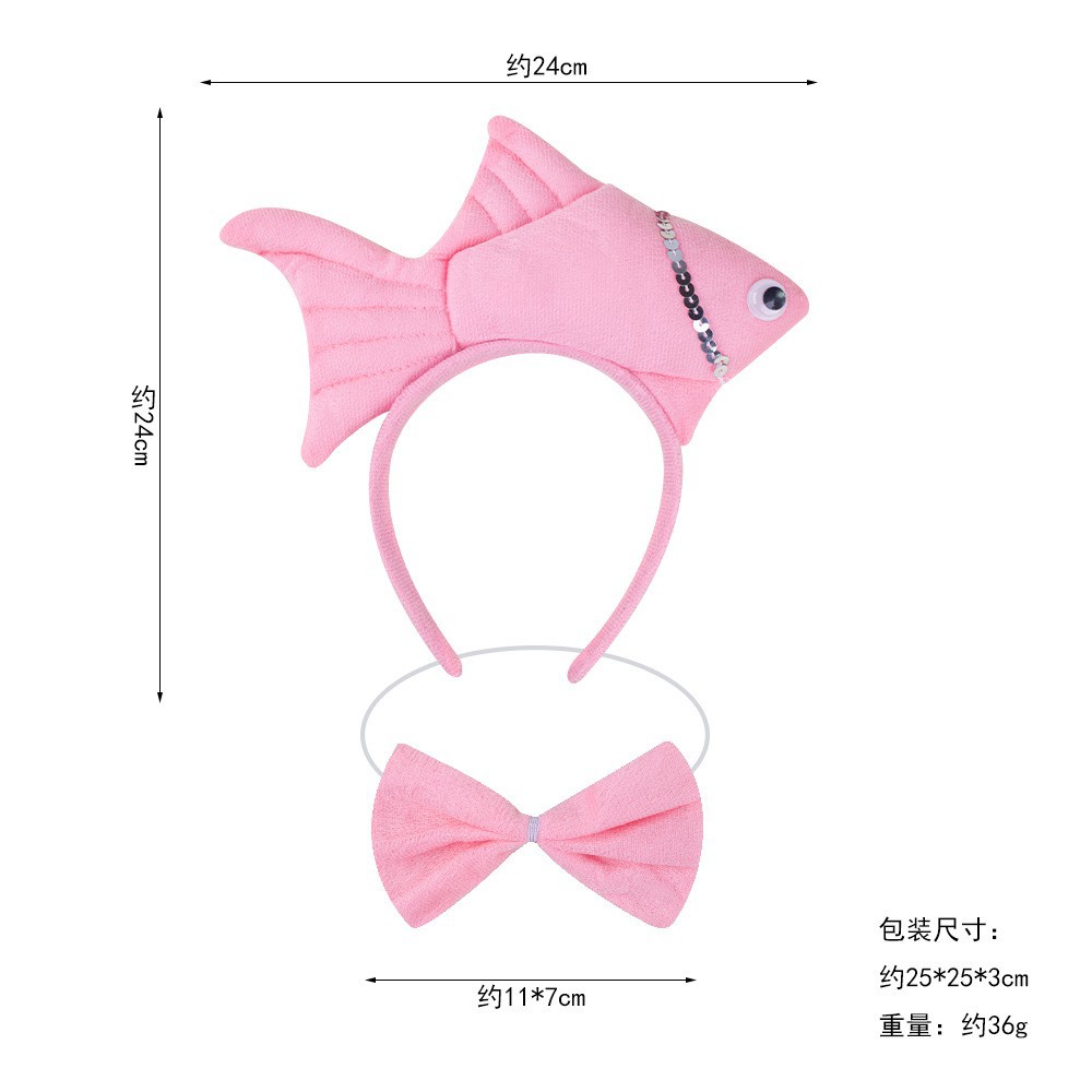 Wansheng rendimiento de la etapa tocado suministros de juego de Navidad peces animales diadema Vida Marina Goldfish diadema