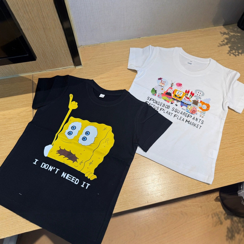 Children's Wear Boys and Girls Spongebob Printed Short-sleeved T-shirt Casual All-match