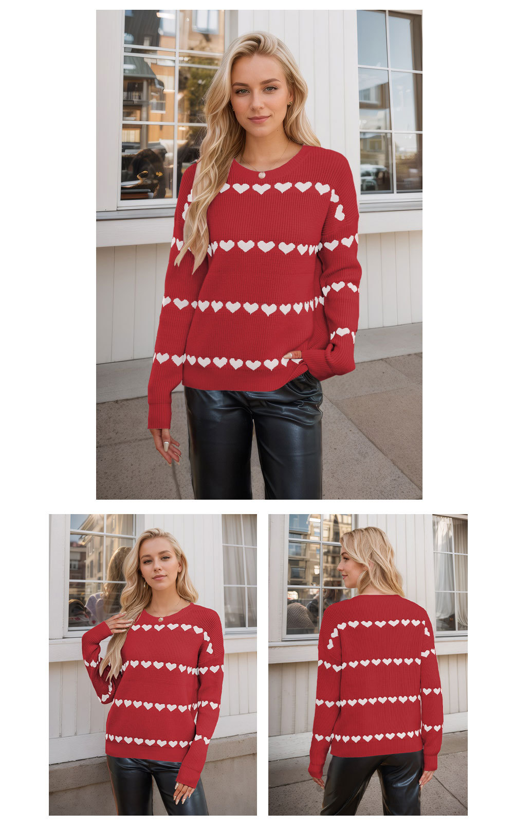 Nylon, Polyester, Viscose fiber Fabric Type Wholesale Women's Casual Streetwear Heart Shape Long Sleeve Sweaters & Cardigans