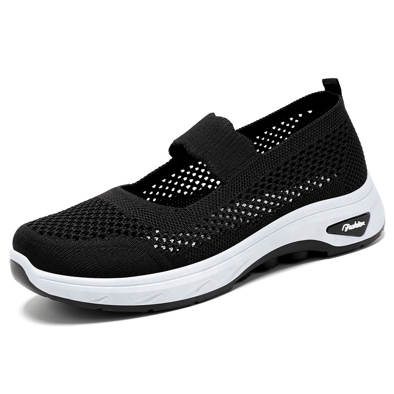 Zapatos de mujer verano volando tejido transpirable madre zapatos casuales cómodos de suela blanda zapatos zapatos de malla livianos de todo fósforo para mujer al por mayor