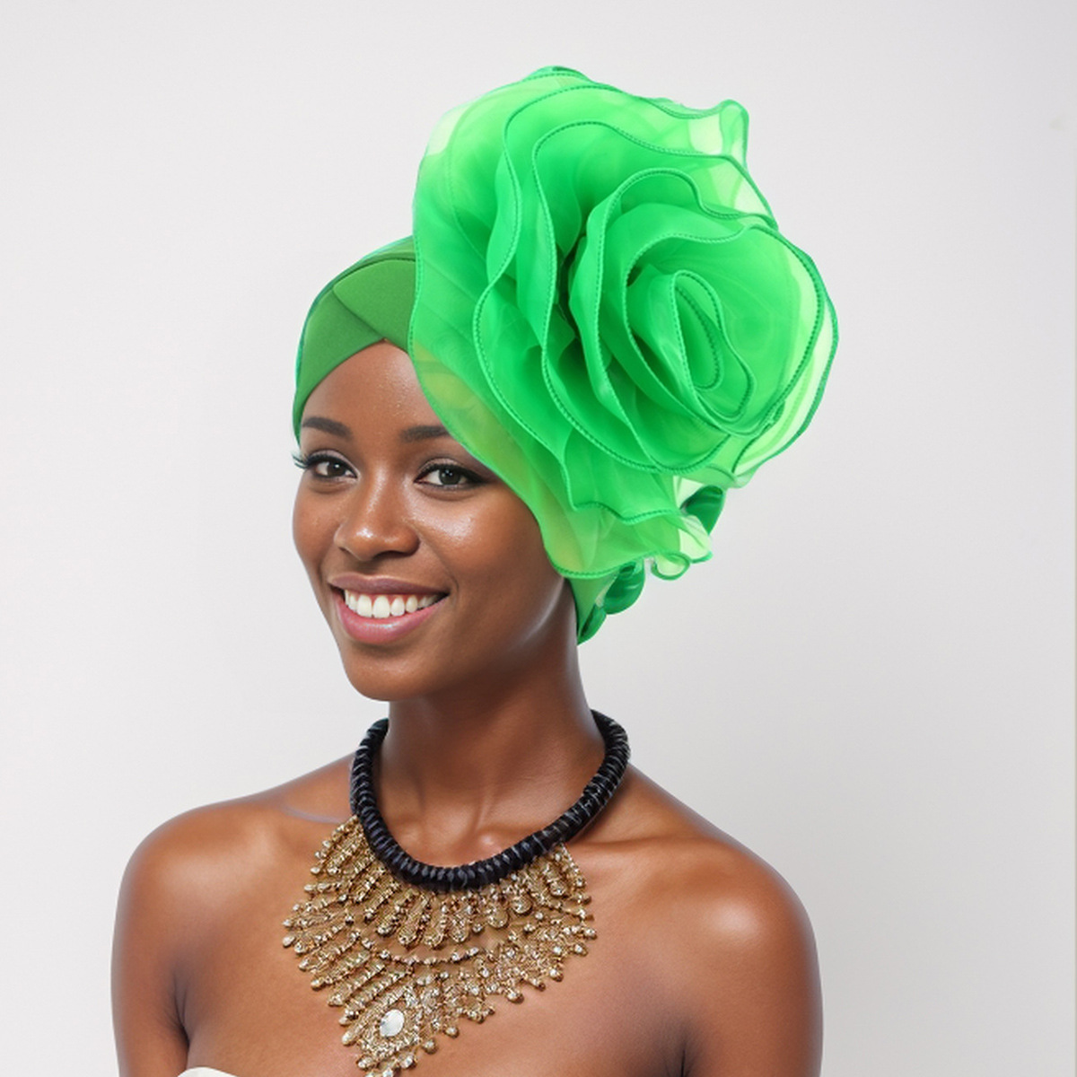 Muslim hat Stylish side large flowers African national characteristics baotou hat headscarf hat_viptrois.com