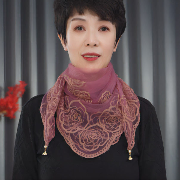 Fuchsia scarf, with embroidery