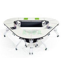 5V扇形拼接桌六张可拼圆桌梯形会议桌培训椅桌子折叠单人百变梯形