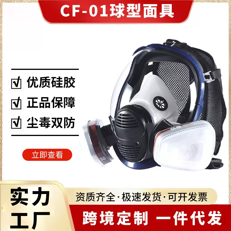 CF-01球形面具大视野酸性气体二氧化硫化工防护面罩跨境一件代发