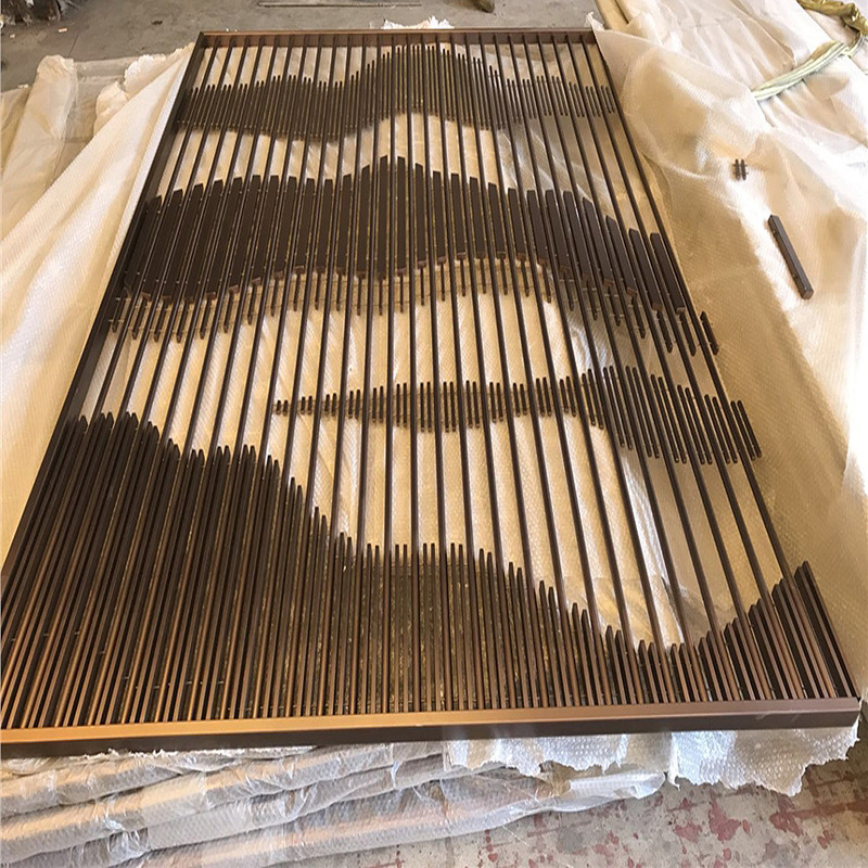 New Chinese Style Stainless Steel Partition Screen Hotel Lobby Entrance Club Villa Sales Department Outdoor Metal Background Wall