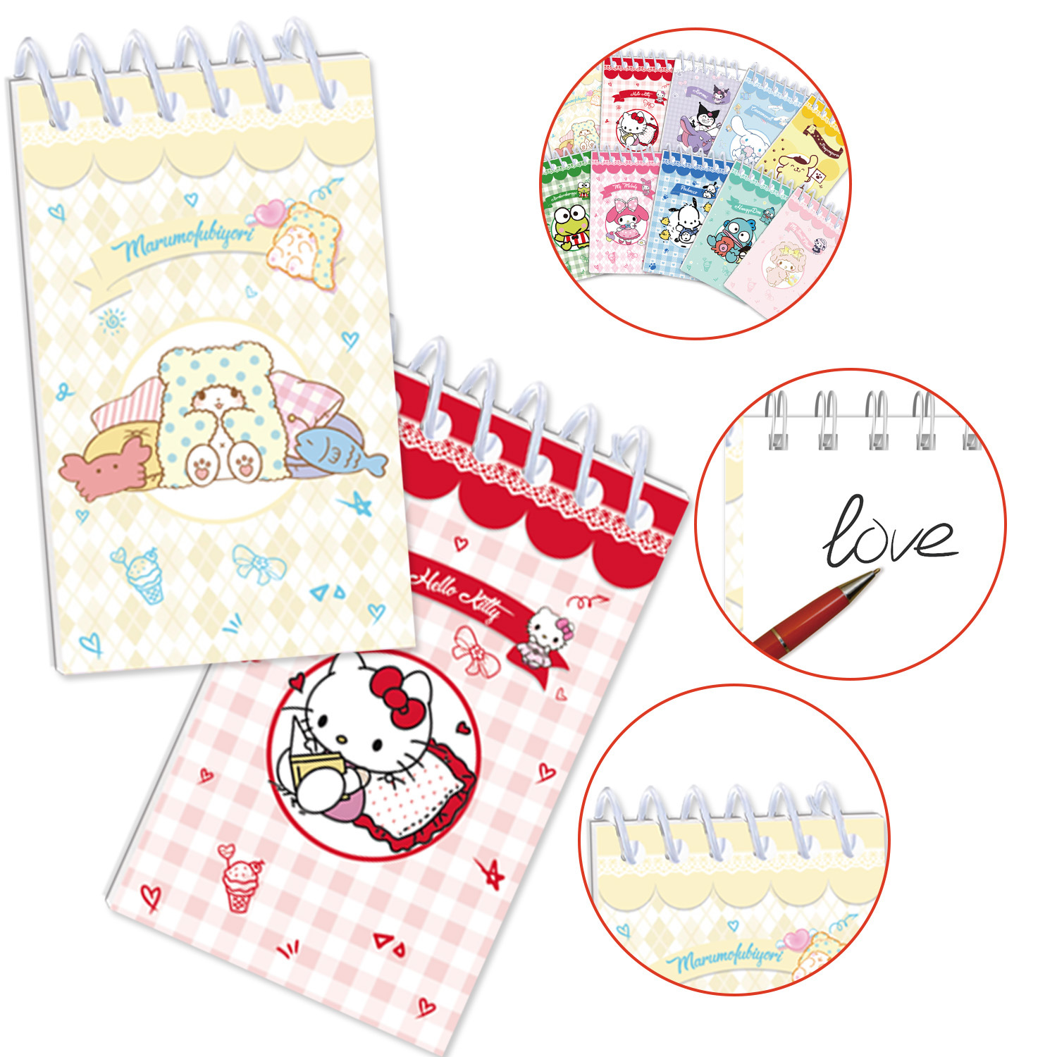 Semanas Sanrio cuaderno de mano de dibujos animados de alto valor de cara cuaderno de bobina cuaderno decoración de fiesta acompañante cuaderno de notas