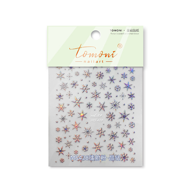 Tomoni cristal diamante uñas pegatinas no pérdida cooperación Vintage uñas pegatinas al por mayor copo de nieve MS428