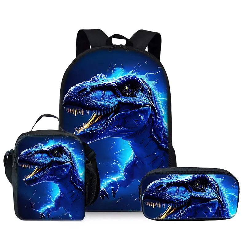 Mochila impresa de venta caliente transfronteriza, mochila escolar para estudiantes de primaria y secundaria, mochila de gran capacidad, bolso, estuche para lápices, juego de tres piezas