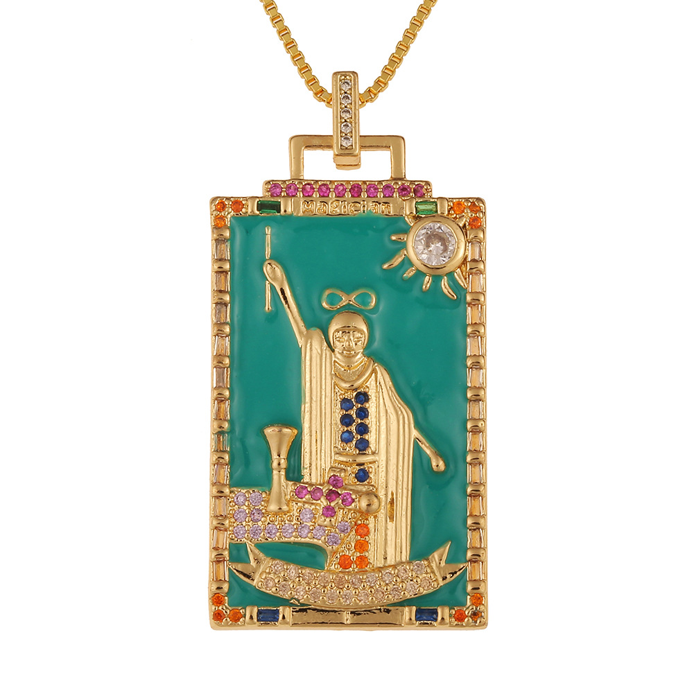 Fashion New Oil Drop Tarot Pendant Copper Zircon Necklace Wholesale Nihaojewelry display picture 2