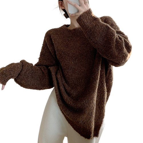 Women's White Cardigan Sweater, Long-Sleeve, Autumn/Winter New Thick and Loose Slouchy Soft Knit Top, Fashion