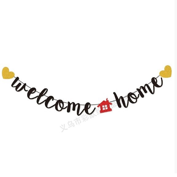 Comercio exterior bienvenida a casa bandera bienvenida a casa decoración de eventos familiares fiesta retiro de casa banner de diseño