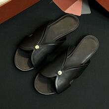 2025LP夏季新款英伦风拖鞋法式复古平底一字拖休闲简约凉鞋