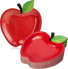 赤いリンゴのパーティーの紙の皿は学校の入学の季節の果物の子供の誕生日の装飾の使い捨ての防水の異形の紙の皿に帰ります。