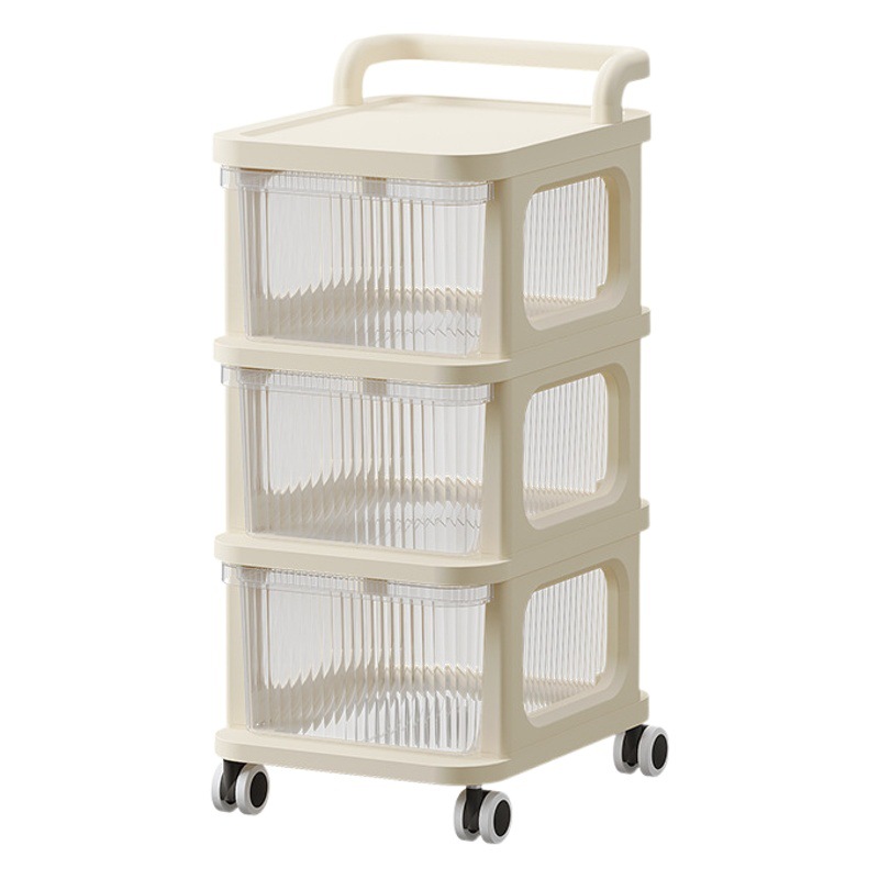 Estilo crema carro merienda rack de almacenamiento suministros para bebés gabinete de almacenamiento piso móvil bebé estante de almacenamiento de juguete