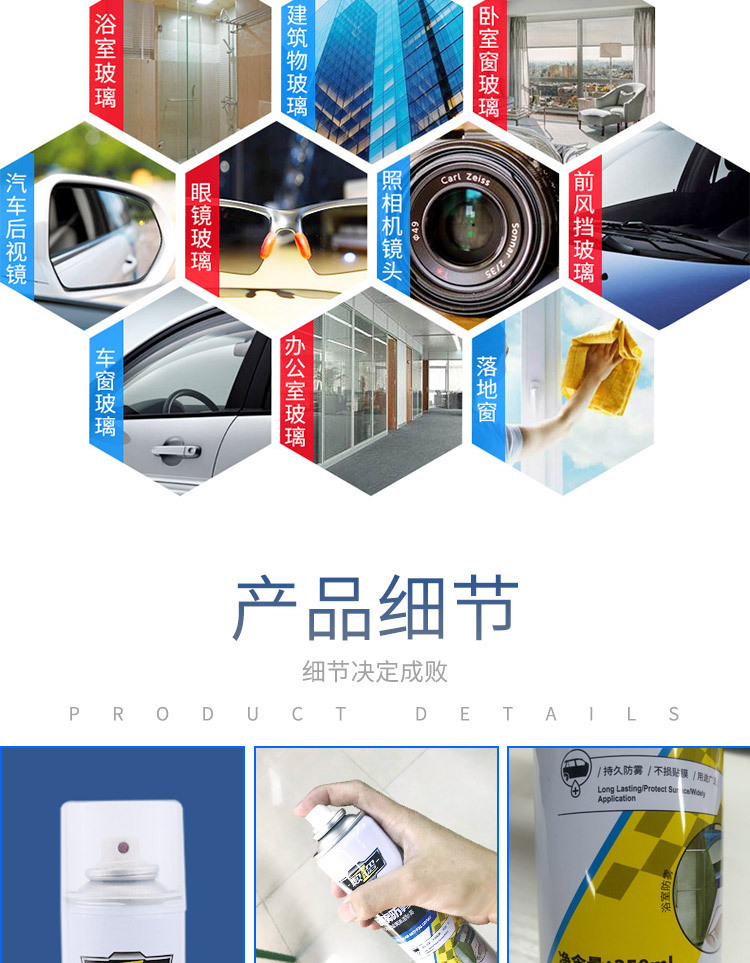 Anti-fog agent and cleaner for shower room mirrors, camera lenses, car windshields, and window glass