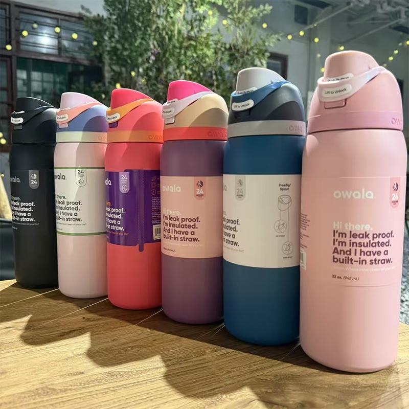 European and American Popular Owala Double-Layer Vacuum Insulated Cup Stainless Steel Outdoor Sports Portable Straw Cup