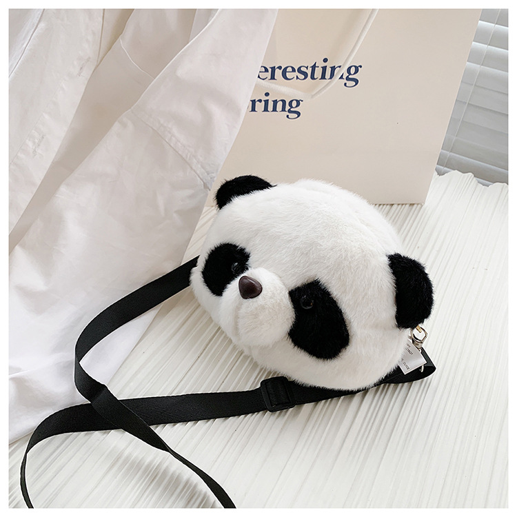 123g Weight Black Color New Panda Head Bag Doll Bag Children's Plush Toy 1