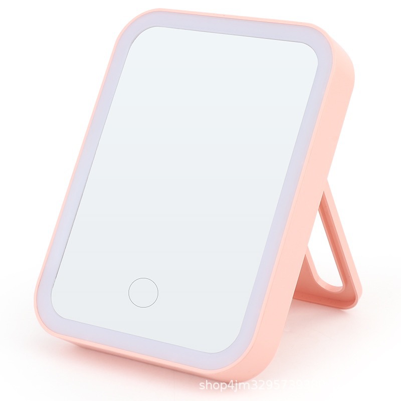 Espejo de maquillaje espejo de luz LED pequeño espejo para dormitorio de estudiantes escritorio hogar ins alto aspecto escritorio grande con luz