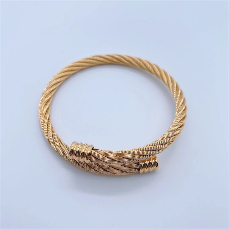 New Simple Titanium Steel 18k Gold Plating Stainless Steel Twist Chain Bracelet display picture 1