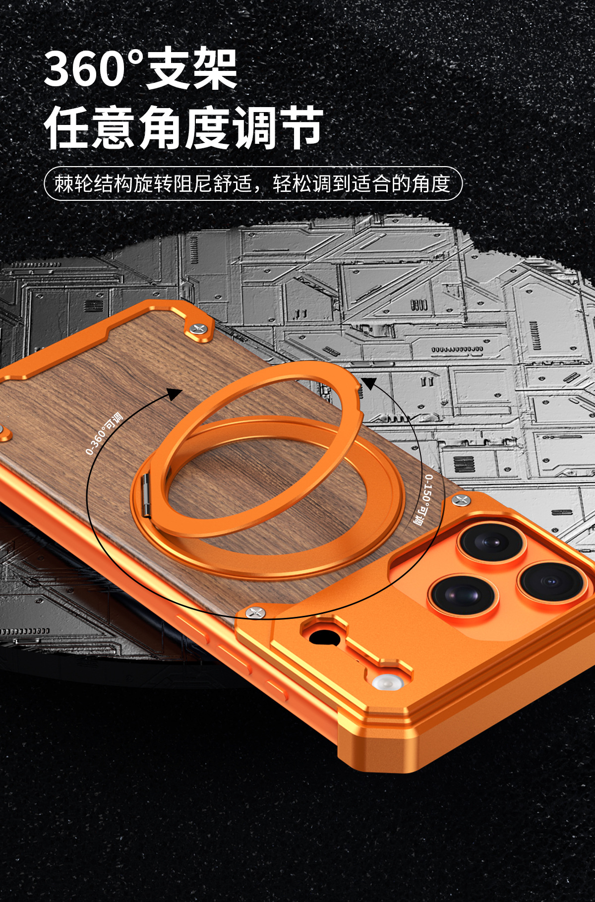 Ốp lưng điện thoại gỗ óc chó từ tính chống sốc cho iPhone 17 Pro Max, 16, 15, 14, 13, 12 — Đen, Xám bạc, Vàng sa mạc, Xanh titan chi tiết 3