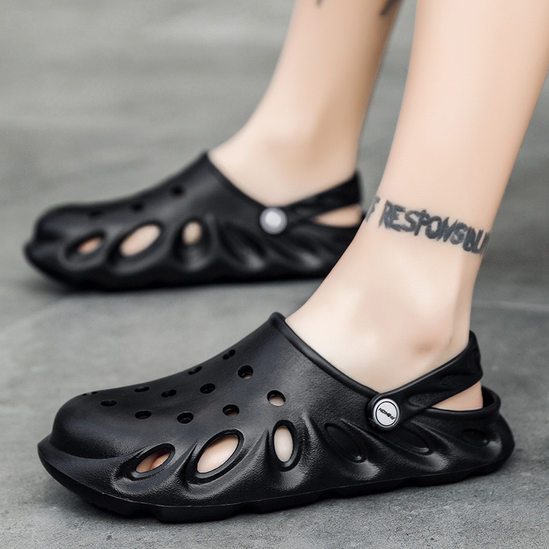 Croc Shoes Men's Shoes 2022 Summer Hollow Sandals Outdoor Soft Sole Beach Shoes Large Size Dual-Purpose Slippers Breathable and Lightweight