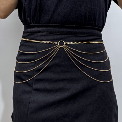Europe and America Cross border Jewelry personality Simplicity fashion Body Exaggeration Retro chain multi-storey Geometry Waist chain
