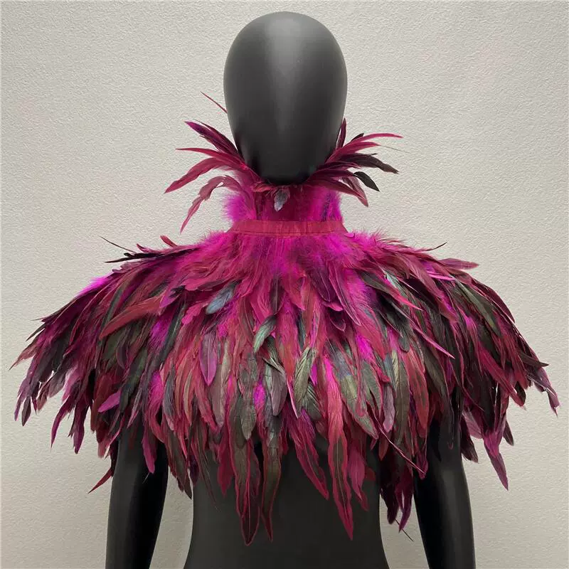 Feather Cape Collar, 120 cm, Multi‑color Costume Accessory (includes white goose feathers)