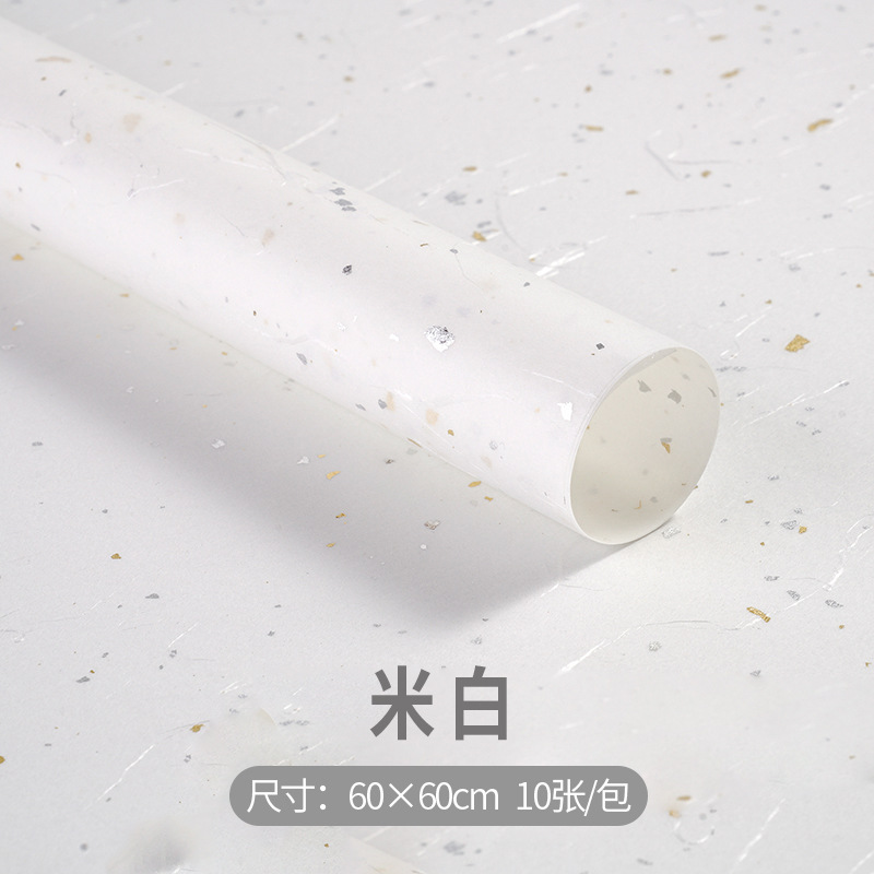 Papel de embalaje de flores Papel de embalaje de flores de fibra de seda de punto de oro y plata de ensueño DIY hecho a mano