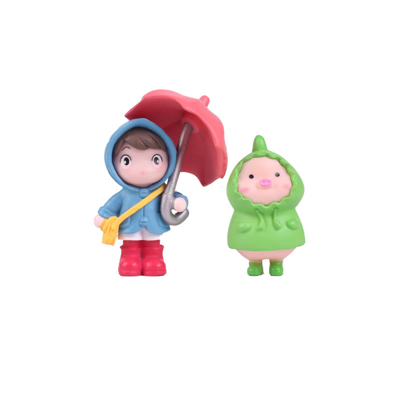 Nuevas muñecas de chicas paraguas lindas muñecas de dibujos animados muñecas de chicas muñecas pequeñas decoraciones de pastel decoraciones de escritorio para automóviles