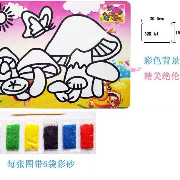 T juguetes educativos de dibujos animados de arena mediana pintura jardín de infantes DIY material hecho a mano haciendo niños con arena de seis colores fabricante