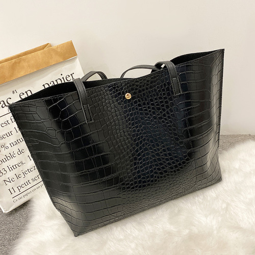 Tote bag  Korean style Western style crocodile pattern tote bag large bag foreign trade wholesale large capacity ladies bag