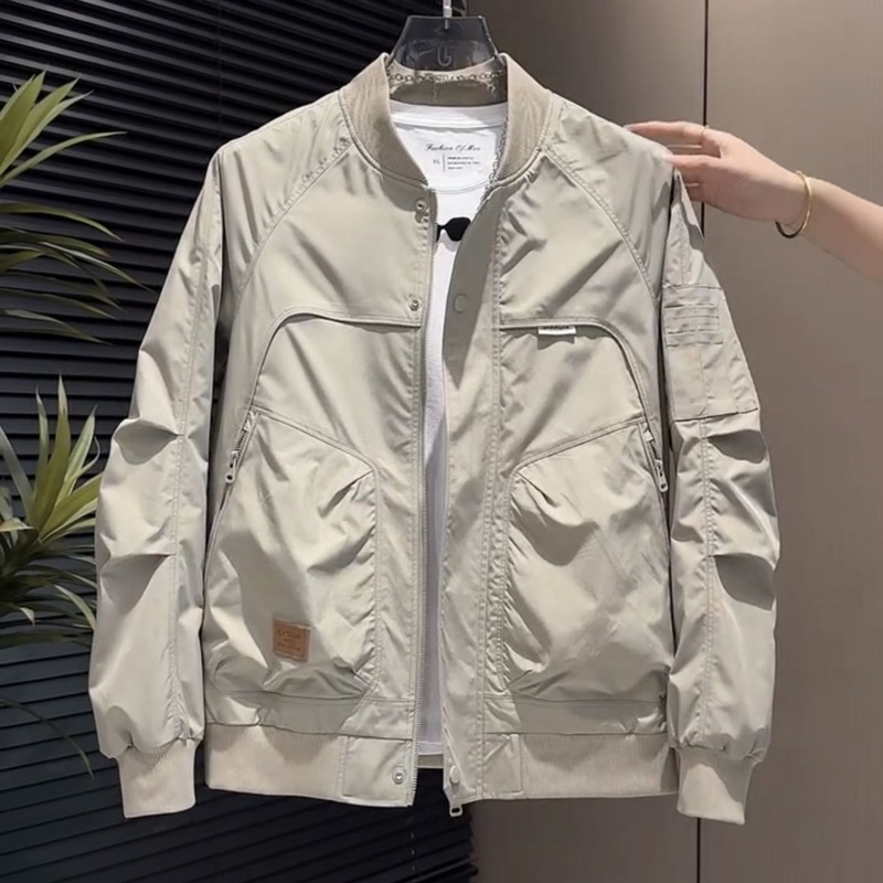 棒球服线条夹克男2025秋季潮牌工装男装美式复古宽松飞行员外套男|undefined