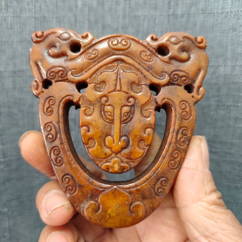 批发仿古做旧岫玉工艺品手把件摆件龙凤玉佩宫廷定型盒批发直播私|undefined