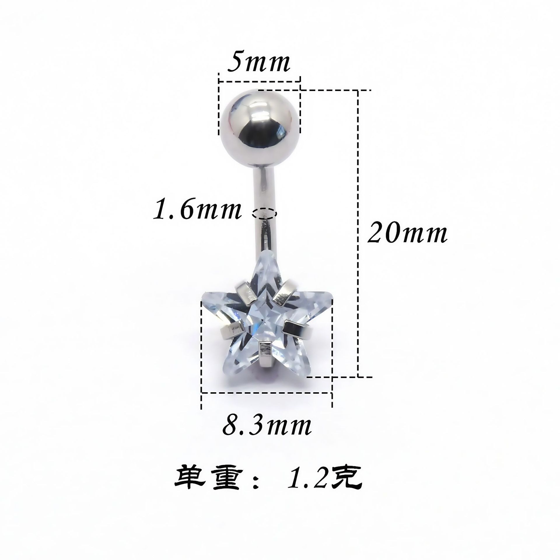 Heart Shaped Belly Button Ring Stainless Steel Navel Jewellery_voghion.com