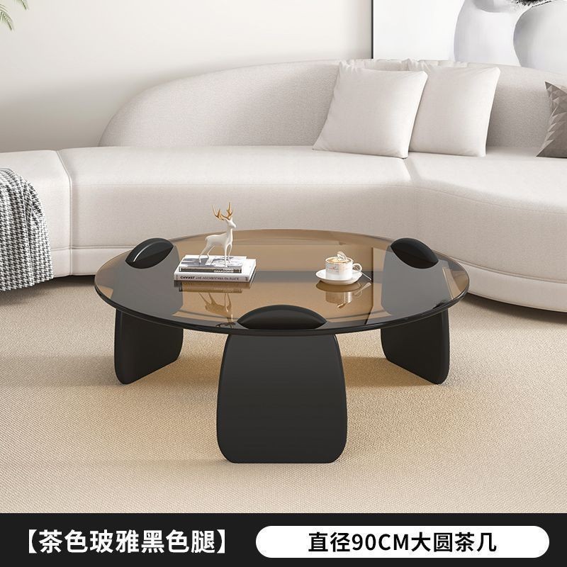 钢化玻璃茶几客厅家用圆形组合北欧网红风轻奢意式极简茶桌小户型|undefined