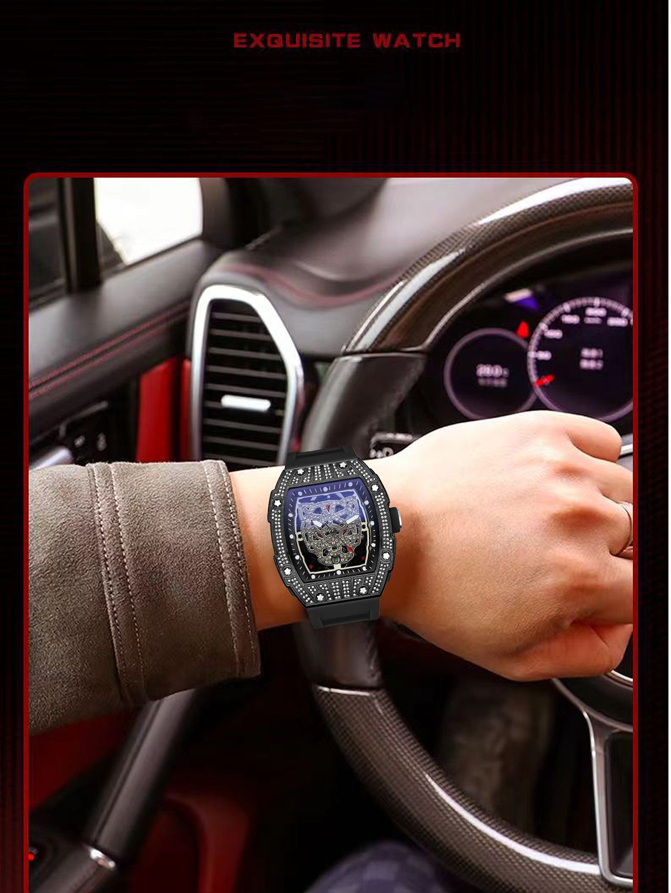 Richard vyriškas kvarcinis laikrodis su deimantais ir žvaigždėmis_voghion.com