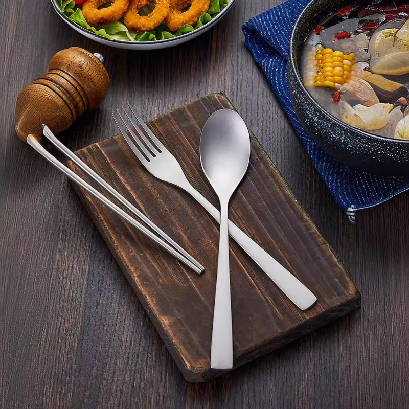 純チタン携帯食器セットスプーンフォーク箸屋外旅行ピクニックキャンプ食器家庭用屋外食器3点セット|undefined