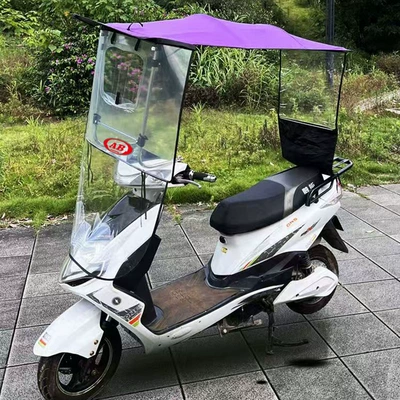 Electric Motorcycle Canopy New Model Windproof Rainproof Thickened Electric Vehicle Canopy Sunshade Sun Protection (Elektromobil üçün ön şüşə çətiri (günlük)) - with-rear-curtain-purple
