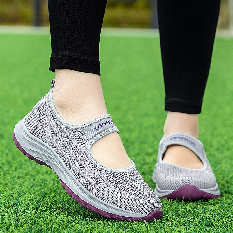 Фирменная обувь для пожилых людей, летние настоящие туфли для мамы и бабушки, нескользящие повседневные слипоны, прогулочная обувь для среднего и пожилого возраста, сандалии.