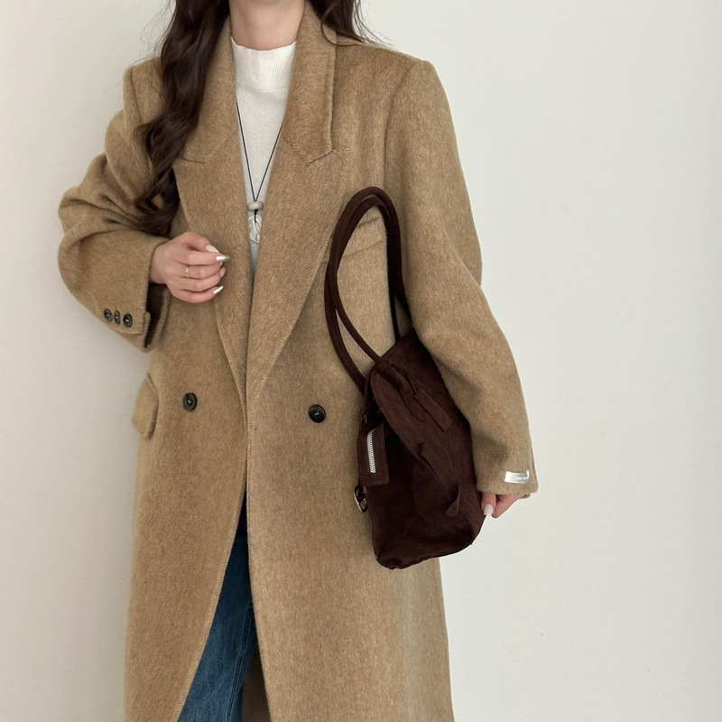 [Winter Cover] 2025 New Autumn and Winter Right Shoulder Double-Sided Cashmere Outwear Women's Long High-End Korean Style Wool Outwear